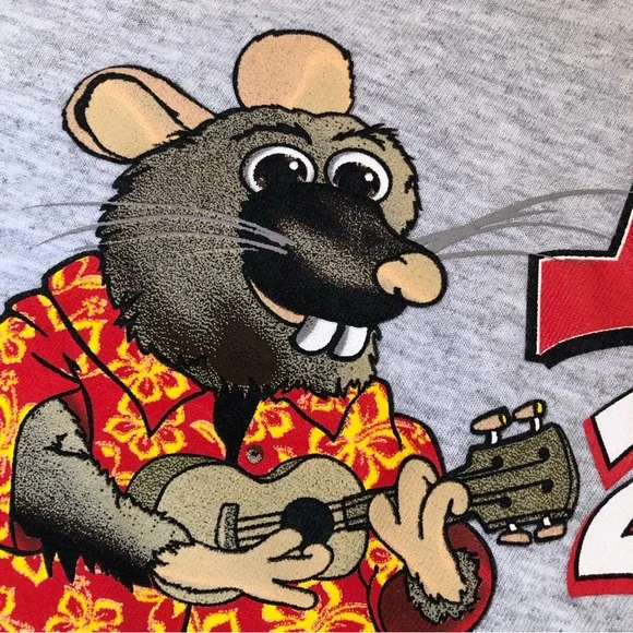 2008 Year of the Rat Hawaiian Ukulele & Slippahs - Gray Shirt - Large NWOT - Picture 10 of 13